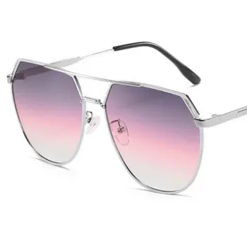 Polygon Solbriller Nye Mode Kvinder Mænd Vintage Metal Gradient Sol Briller Luksus Design UV400 Nuancer Stor frame Briller