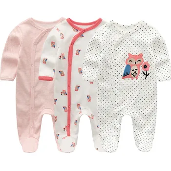 3pcs bomuld nyfødte baby bukser til drenge og piger langærmet tøj baby jumpsuit pyjamas tegnefilm børnetøj 0-12m