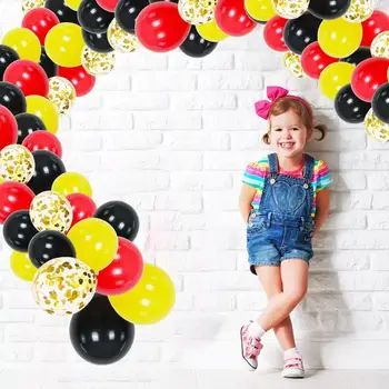 102pcs DIY Ballon Guirlande-Arch Kit Sort Rød Gul Latex Balloner for Børn-års Fødselsdag Part Dekorationer Baby Brusebad Gaver Globos