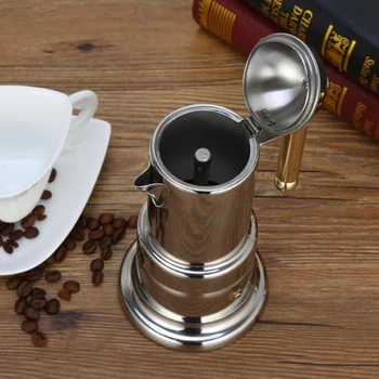 200Ml 4 Kopper Rustfri Stål Og Moka Potten Og Kaffefaciliteter Tekande Filter Automatisk Kaffemaskine Espresso Maskine