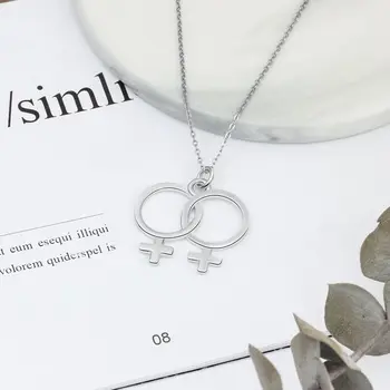 925 Sterling Sølv Dobbelt Kvindelige Symbol Halskæde Charme Halskæde til Kvinder Fine Smykker Tilbehør Gave (Lam Hub Fong)