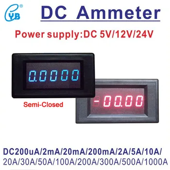 YB5145A DC Current Meter Amp Ampere 4 1/2 5-Cifret LED Digitalt Amperemeter DC200uA/2mA/20mA/200mA/2A 5A 10A 30A 50A 100A 300A 500A