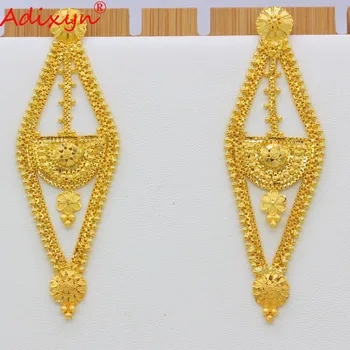 Adixyn Dubai Stor Tung Halskæde/Øreringe Smykker Sæt Guld Farve Smykker til Kvinder African Bride Bryllup Part Gave N09062