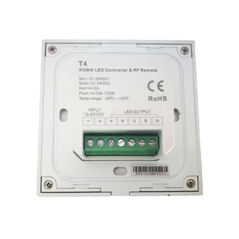 Nye RGBW Led Strip Controller Væggen Touch-Panel 4 Zoner 2,4 GHz Trådløse RF-100V-240V String 12V Lysdæmper Med Din-Skinne-Modtager