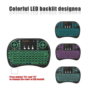 3 Farver Baggrundsbelyst i8 Mini spansk Trådløse Tastatur-2.4 ghz-engelsk russisk 3 Farve med Touchpad Fjernbetjeningen Android TV Box