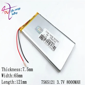 3,7 v 7800mah 7565120 7565121 Lithium Polymer Li-po Genopladeligt Batteri Til Pad Gps Dvd-Power Bank Tablet Pc