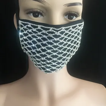 2020 nye udsøgt Rhinestone Krystal mode luksus damer smykker maske ansigt smykker sexet guld flash part bolden hollow mask