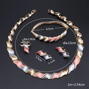 Dubai Elegant Krystal Afrikanske Perler Smykke Sæt til Kvinder Guld Farve Bryllup Halskæde Øreringe Armbånd Ring Smykker
