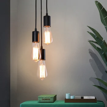 Moderne enkel 3 hoveder lysekrone restaurant, bar, spisestue lys tabel belysning industrielle sort hængende lampe droplight