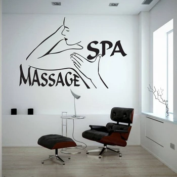 Vægoverføringsbillede Spa-Massage Vægmaleri Vinyl Klistermærker Kunst Skønhedssalon Væggen Vinduesdekoration Flytbare Vægmaleri Selvklæbende Plakater