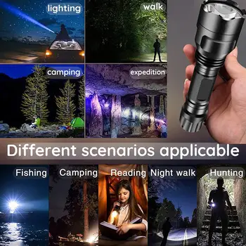 XHP50.2 Taktisk LED Lommelygte kraftig Xlamp Vandtæt T6/L2 Fakkel Spejder lanterna Jagt lys 5 Tilstande med 1*18650 batteri