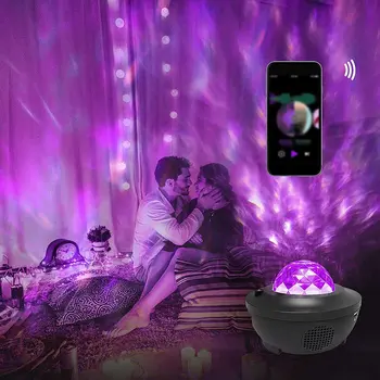Farverige Galaxy LED Projektor Lampe Fødselsdag Part, Kids Musik stjernehimmel Nat Lys USB-Blueteeth stemmestyring Musik Afspiller