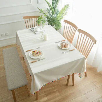 Dekorative Bomuld og Linned Dug Med Farvet Uld Bolden Almindelig Tykt Rektangulært Køkken spisebord Dække Te dug