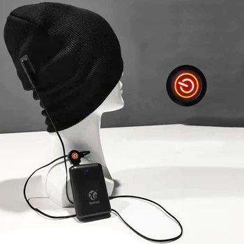 Unisex Vinter Elektrisk Opvarmet Beanie Hue USB-Genopladelige Udendørs Cykling Vindtæt Kolde Beskyttelse Strække Skull Cap