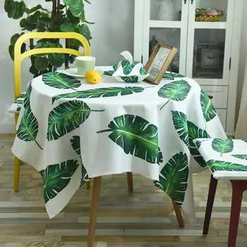 Moderne 140cm Runde Bord Dække Duge Palm Leaf Citron Grøn Familie Middag Hjem Dekorative Runde Duge Tafelkleed