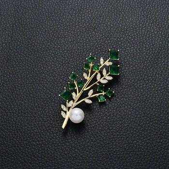 Krystal rhinestone zircon pearl pins brocher blad&blomst elegante ben brocher part smykker gaver tilbehør