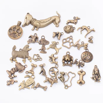 50g hot salg metal blandet charme dyr hund antik bronze armbånd halskæde håndlavet smykker engros DIY