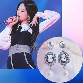 Kpop koreanere Kendte samme 2021 korea Mode Trend Runde Naturlig Krystal perle Swing Lange Øreringe Kvinder Bryllup Luksus Smykker