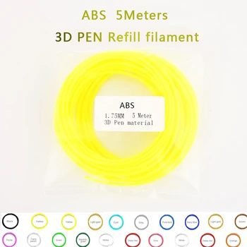 ABS 3d-kuglepen refill filament 20 farver 3DPen filament 5M/100M ABS plast Refills 1.75 mm 100m Helt i Pack anycubic 3d-pen