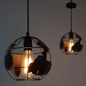 Retro Vintage Loft Lys Jorden Formet Iron Cage Industrielle Loft Lampe Dekorative Glas Væg Pære Belysning