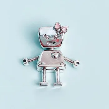 925 Sterling Sølv Perle Sølv Robot Bella Perler Passer Til Pandora Kvinder, Armbånd & Halskæde Diy Smykker