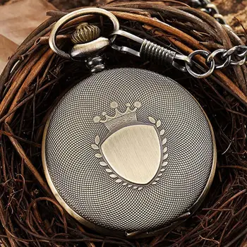 Luksus Pocket Watch Sort Guld Bronze Laser Indgraveret Romertal Tal Quartz Fob Kæde Ure Mænd Antikke Pendent Reloj