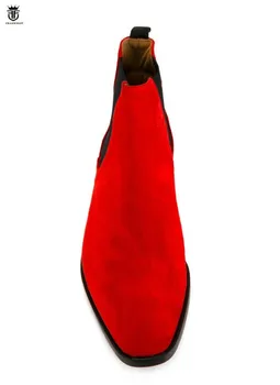 FR.LANCELOT 2020 nye herrer ruskind læder støvler Britisk stil mænd rød farve støvler slip på bryllup sko mandlige chelsea-støvletter