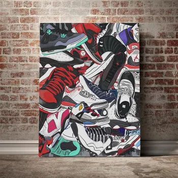 Sneakers Mode Trend Kunst Lærred Malerier Kunst Plakater og Prints Cuadros Væg Kunst Billeder til stuen Hjem Dekoration