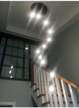 Moderne enkel trappe spisestue lysekrone restaurant kreative personlighed villa dobbelt roterende trappe pendel lampe