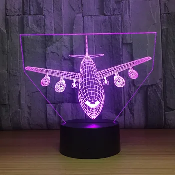 Airbus-Flyet 3D LED-Light Fly bordlampe Børn Kid Gift 3 Farver eller 7 Farver Ændre Stemningen Lampe Kontakt eller Fjernbetjening Nat Lampe