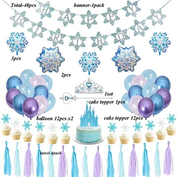 Disney Elsa Anna Snefnug fødselsdag dekoration pige fordel diy papir banner kage topper indretning tilbehør fødselsdag supplie sæt
