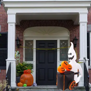 Halloween Oppustelig Passer Sprænge Ghost med Græskar og Vogn til Offentlig Græsplæne Værftet Gårdhave Halloween Dekoration