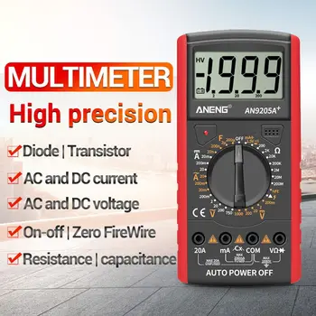 ANENG Digital Multimeter AC/DC Voltmeter Amperemeter Tester Modstand Kapacitans Diode Multimetro Stødsikkert Anti-burn AN9205A+