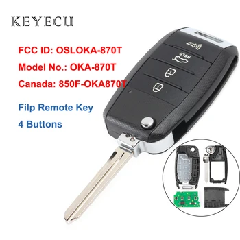 Keyecu Flip/Folde Fjernstyret Bil-Tast 4 Knapper for Kia Forte 2013 2016 FCC ID: OSLOKA-870T Model Nr: OKA-870T