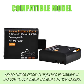 3Pcs PG1050 Action Kamera Batteri + 3 Porte LED Oplader til SJCAM SJ4000 SJ5000X EKEN H9 H9R H8R H8