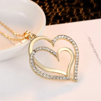 Kærlighed hjerte zircon diamanter vedhæng halskæder til kvinder i guld og hvid guld sølvfarvet kæde choker smykker og mode tilbehør gave