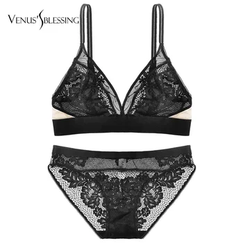 VENUS 'S VELSIGNELSE Ultratynde Lace lingeri sæt Push-Up bh' er sexet bh-sæt gennemsigtige kvinder undertøj