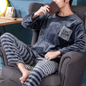 2020 Mænds Vinter Pyjamas med Lange Ærmer, Varm Skjorte Pyjamas Sæt Til Mænd Coral Velvet Nattøj Passer Pyjamas Lounge Homewear