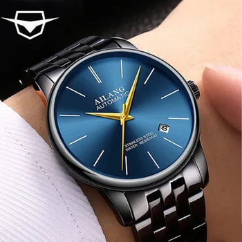 AILANG luksus automatisk mekanisk, ultra-tynd mode, enkel mænds ure, safir vandtæt ure