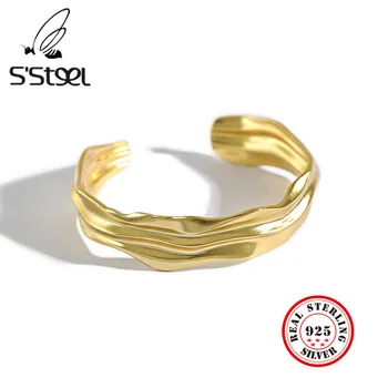 S'STEEL Armbånd Til Kvinder 925 Sterling Sølv Armbånd Geometriske Classic Guld Armringe Pulseras Pulseiras Feminina Fine Smykker