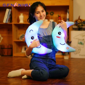 1pc 35cm Lysende Måne Plys legetøj kawaii Lysende LED-Belysning Pude med Fyld Bløde Legetøj til Børn Julegave