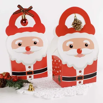 5pcs Xmas Ornamenter gaveæske Papir Santa Claus, sne mand, Slik Pose Cookie Glædelig Jul Dekoration Til Hjemmet Hånd Taske, Pakke Kasser