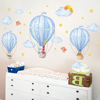 Varm Luft Markeringsbobler Wall Stickers DIY Tegnefilm Skyer vægoverføringsbilleder for Kids Baby Soveværelse Børnehaven Hjem Dekoration Tilbehør