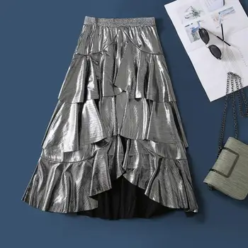 2020 Kvinder Vintage Lange Flæser Nederdel Kvindelige Streetwear Kage Nederdele Sommer Chic Nederdel Dame Ankel-Længde Nederdel