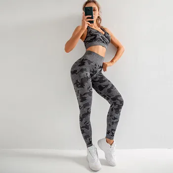 Camo Sport Bh Træning leggins Yoga sætter Kvinder og Problemfri Fitness Yoga Bra Camouflage Høj Talje FITNESSCENTER Leggings Bukser Trænings-og Kulør