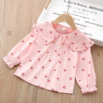 IENENS Piger Bluser Tøj Baby Foråret Shirts lille Barn Spædbarn Kirsebær Print t-Shirts Toppe 1 2 3 4 År Børn Bomuld Skjorte