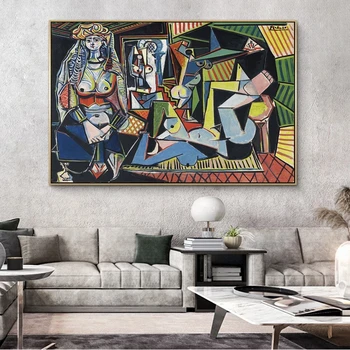 Pablo Picasso 's Les femmes d' Alger Lærred Malerier, Reproduktioner af Berømte Kunstværker Lærred Kunst Plakater Og Prints Wall Art Billeder