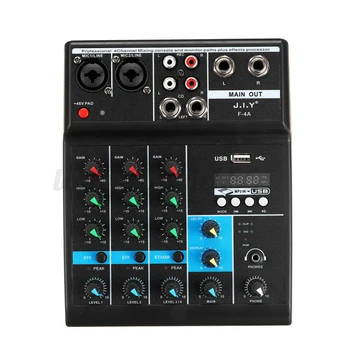 Mini Lyd Mixer Bærbare Bluetooth-mixerpult 4-Kanals Audio-Mixer Med Reverb-Effekten For Hjem Karaoke USB-Fase Karaoke