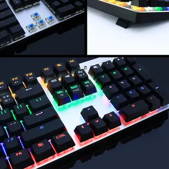 Mekanisk Gaming Tastatur, LED-Baggrundsbelyst 104/87 Nøgler Anti-Ghosting Sort Rød Blå Skifter til Bærbar PC