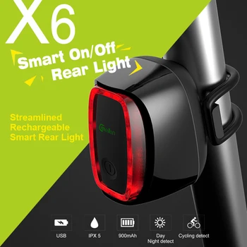 Cykel Lys MEILAN Cykel baglygte X6 Smart Bremse Lys 8-Tilstand Lang Udholdenhed Bremse Sensor Advarsel Nat Riding Hale Lys